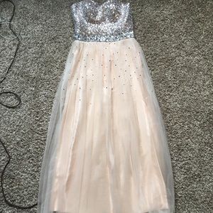 Strapless ball gown prom dress